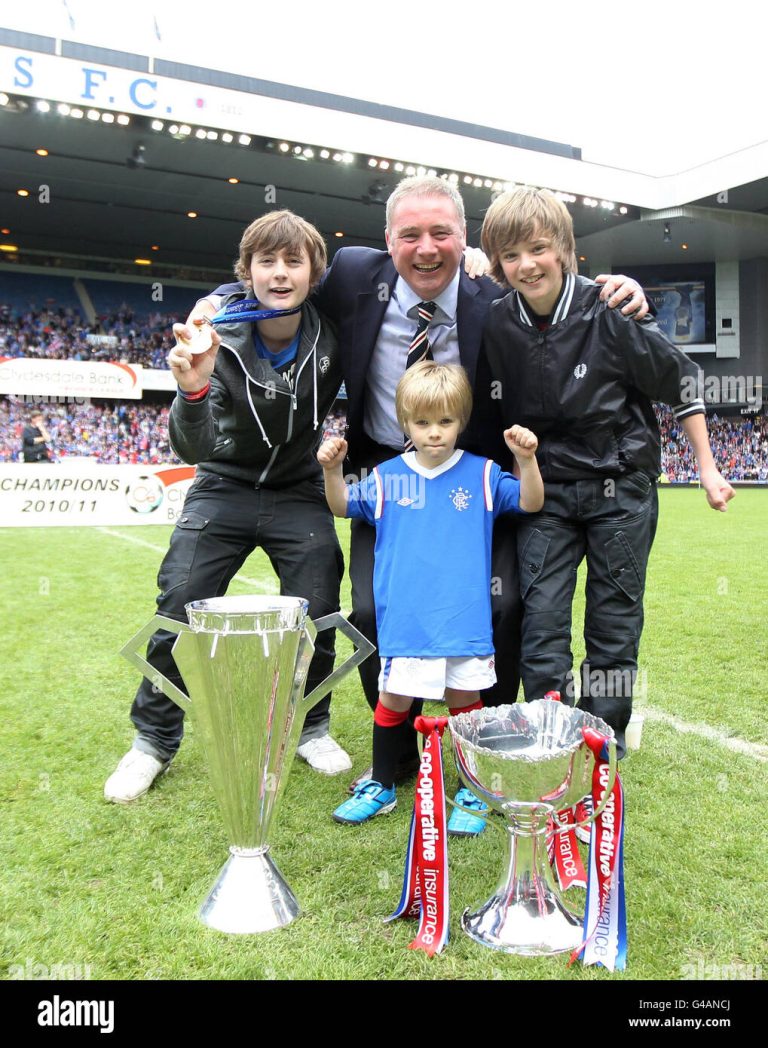 rangers-ally-mccoist-with-alexander-mitchell-and-arran-mccoist-during-G4ANCJ